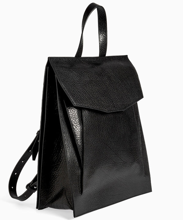 Merryl Tielman | black pebbled Claudie backpack/tote bag