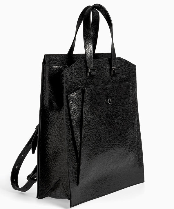 Merryl Tielman | black pebbled Claudie backpack/tote bag