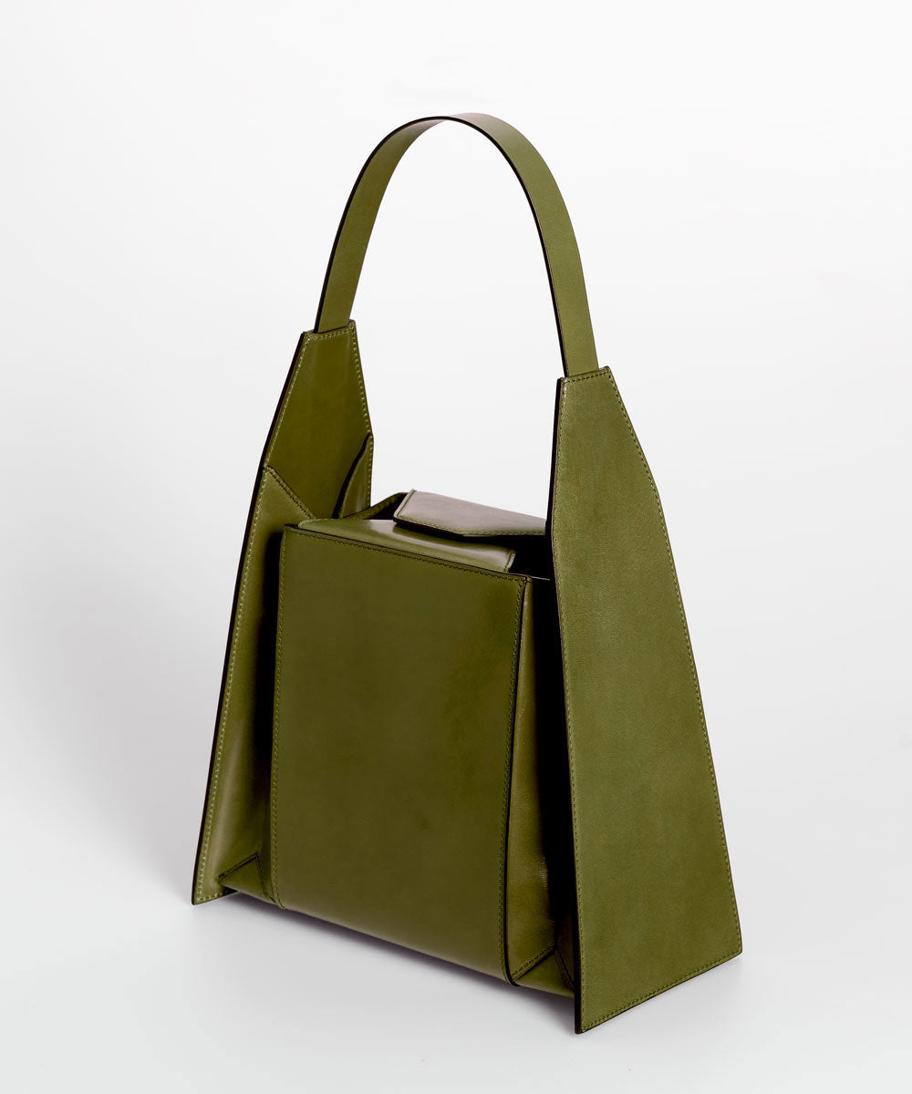 Merryl Tielman | shiny olive Angelo handbag