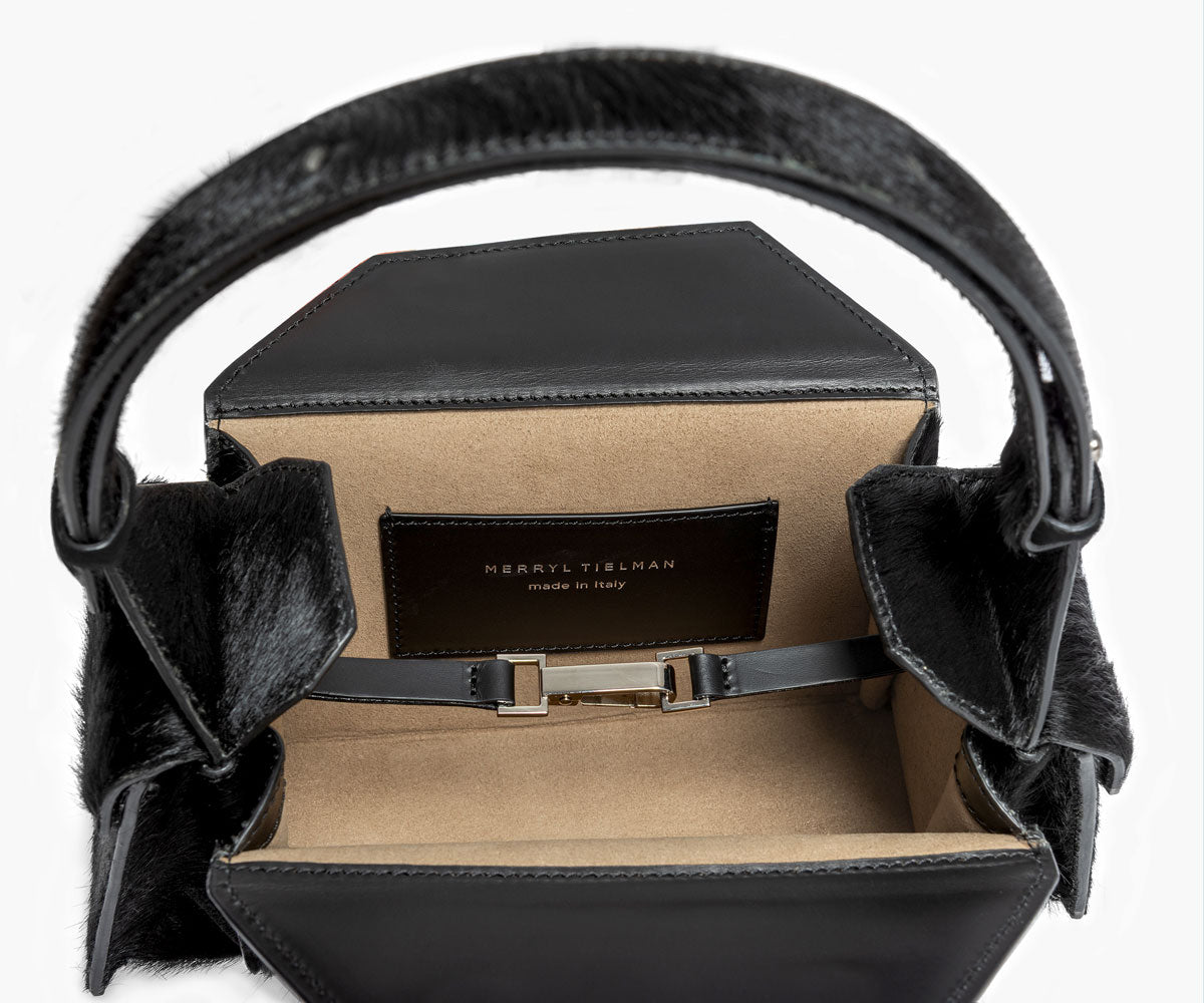 Merryl Tielman | black pony Barbara-mini hand/shoulder bag