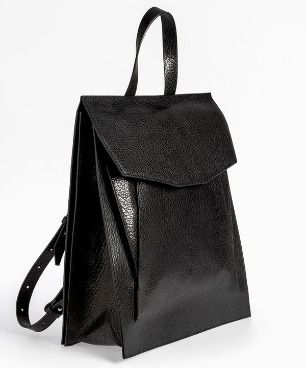 Merryl Tielman | black pebbled Claudie backpack/tote bag