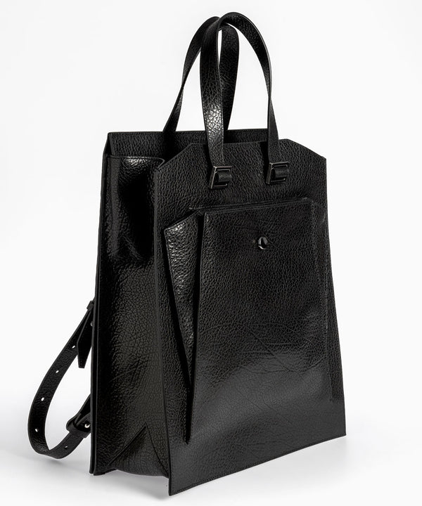 Merryl Tielman | black pebbled Claudie backpack/tote bag