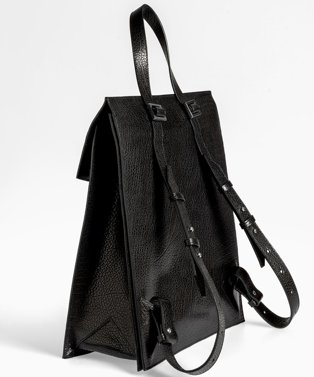 Merryl Tielman | black pebbled Claudie backpack/tote bag