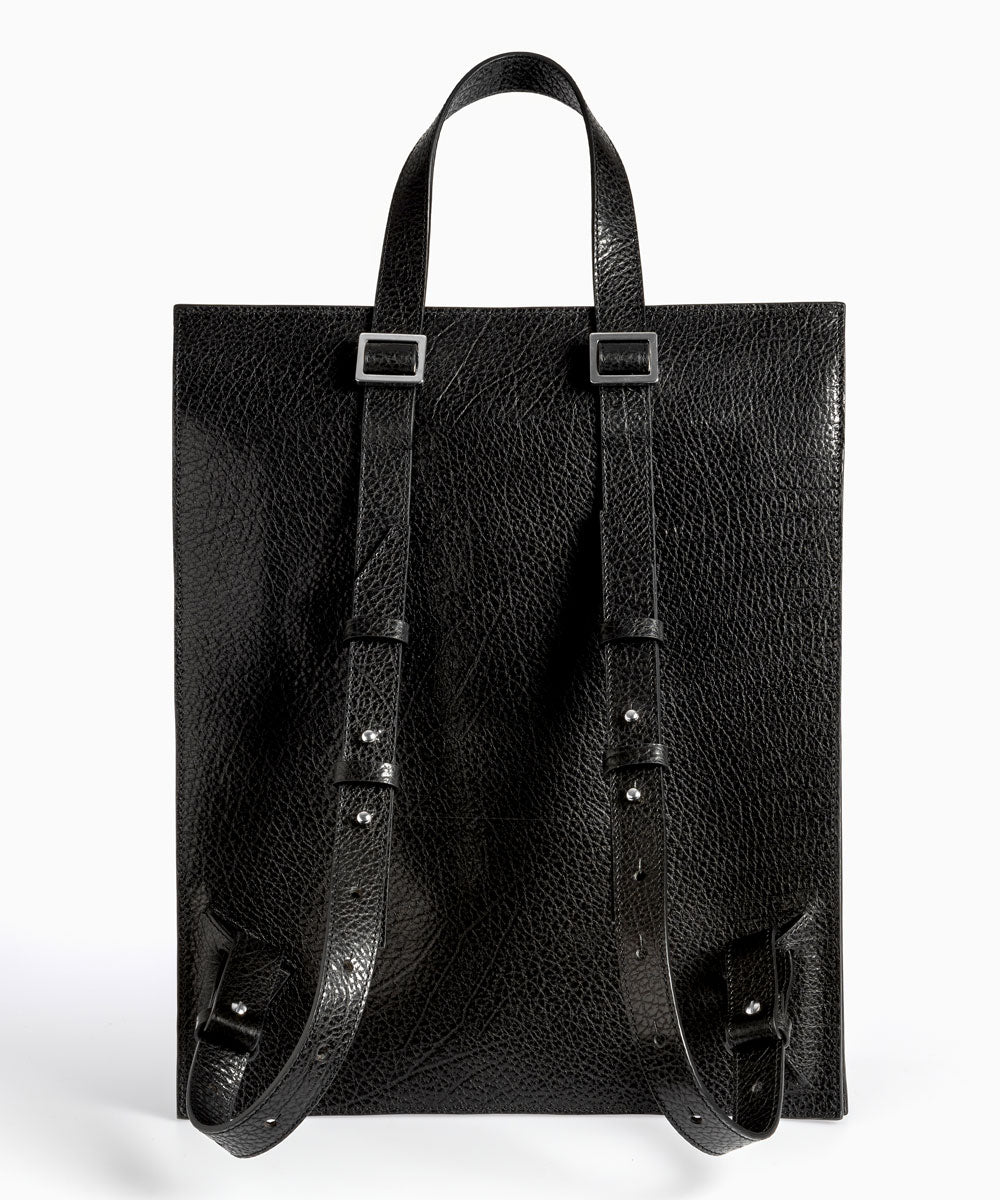 Merryl Tielman | black pebbled Claudie backpack/tote bag