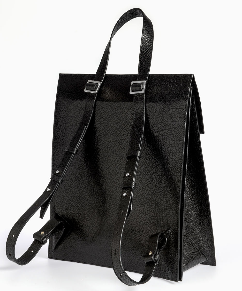 Merryl Tielman | black pebbled Claudie backpack/tote bag