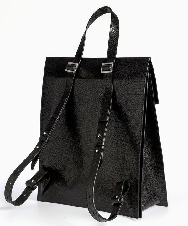 Merryl Tielman | black pebbled Claudie backpack/tote bag