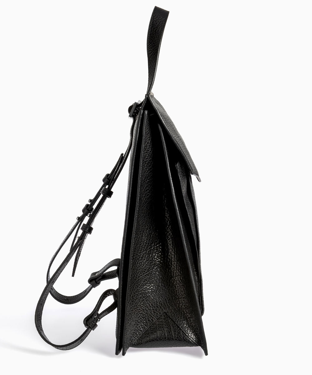 Merryl Tielman | black pebbled Claudie backpack/tote bag