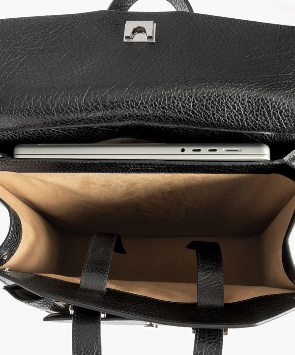 Merryl Tielman | black pebbled Claudie backpack/tote bag