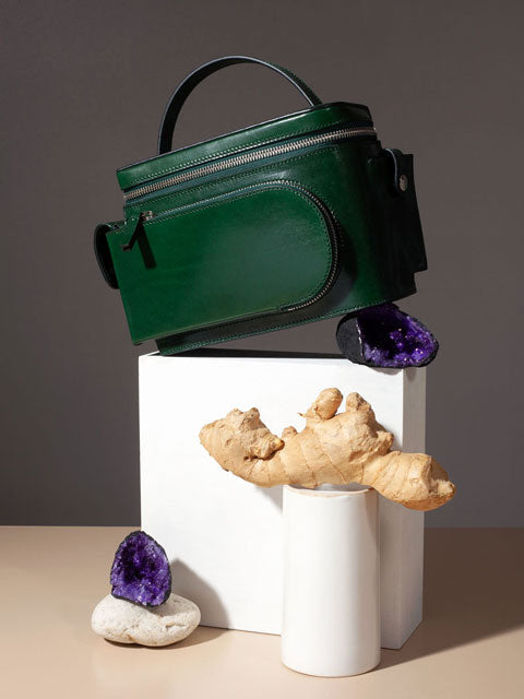 Merryl Tielman | shiny dark green Esther hand/shoulder bag