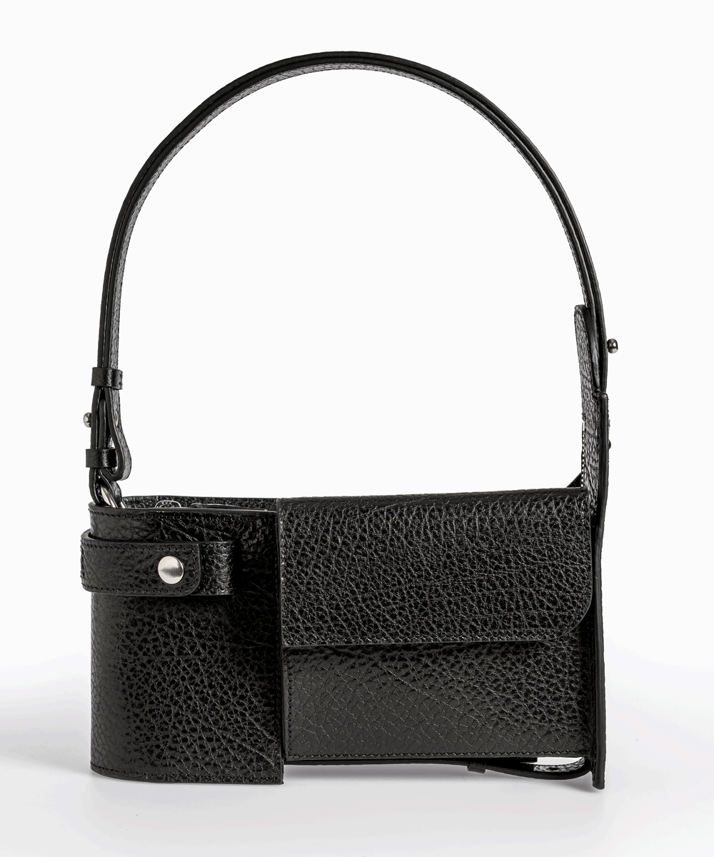 Merryl Tielman | black pebbled Louwrens shoulder bag