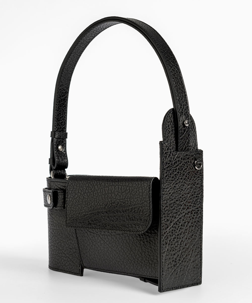 Merryl Tielman | black pebbled Louwrens shoulder bag