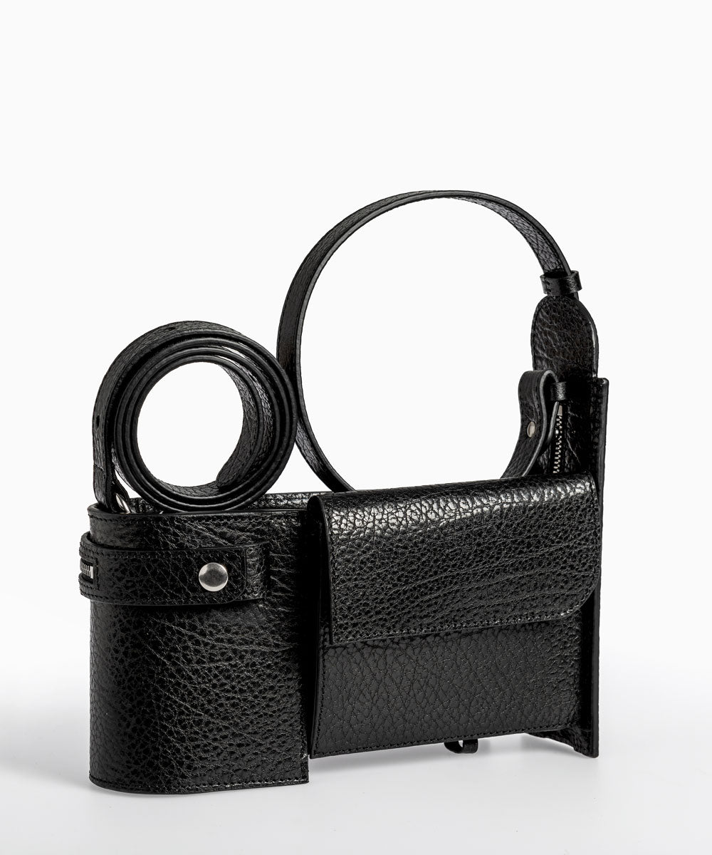Merryl Tielman | black pebbled Louwrens shoulder bag