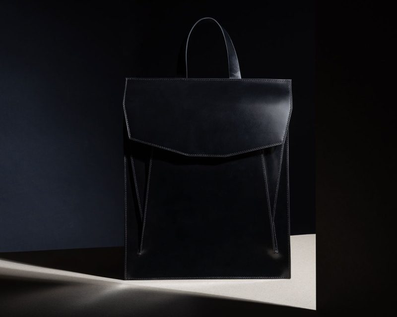 Merryl Tielman, Claudie bag: a convertible backpack/tote with adjustable/removable back straps and handles. Made in Italy, vegetable tanned cow leather, colour black.